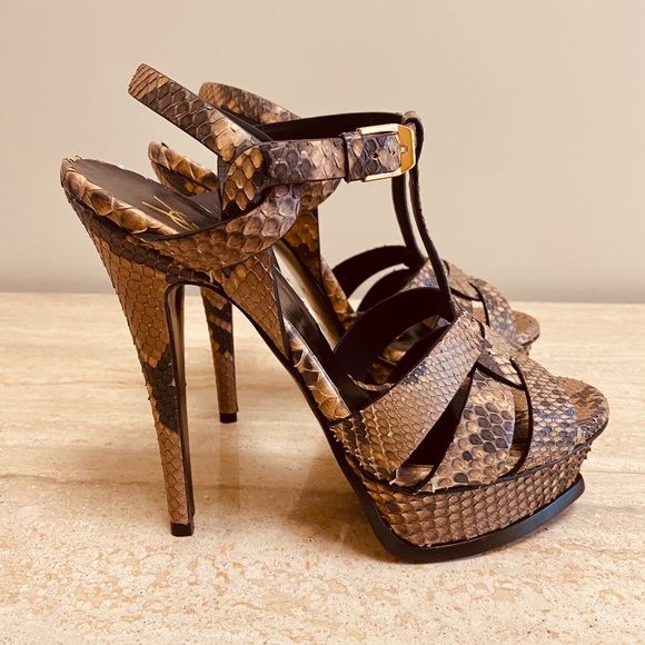 Saint Laurent Tribute Python Platform Sandals - Picture 2 of 11